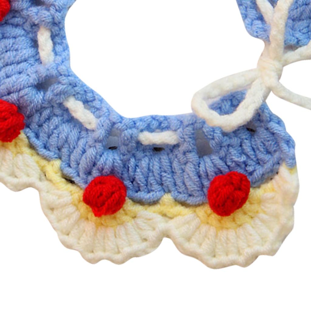 Woven Pet Collar Soft Lightweight Cute Hand Knitted Cat Bib for Small Dogs