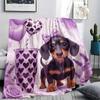 1Pc Dachshund Print Flannel Blanket, High quality Comfortable for All Seasons, Home Decor, Warmth and Comfort, Perfect for Christmas Gifts
