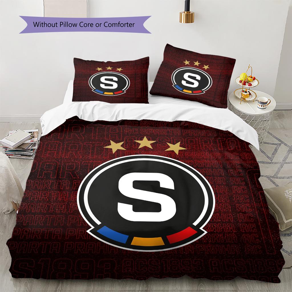 Sparta Prag Fußball Logo Muster Bettwäsche Heimdekoration Geburtstagsgeschenk (1 Bettbezug + 2 Kissenbezüge, ohne Füllung)