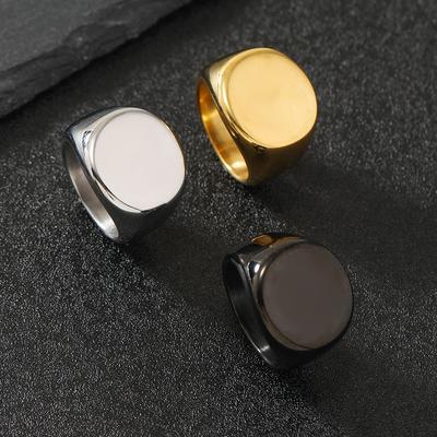 316L Edelstahl Runder Siegelring Für Männer 2025 Neu Einfacher Männlicher Finger Zirkon Accessoires