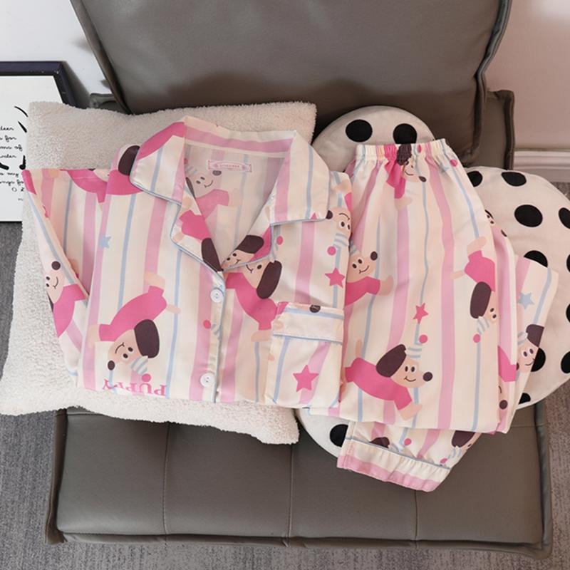 Star Dog Letter Print Cute Kawaii Two-piece Pajamas Set Y2K Sweet Casual Homewear Women's Pajamas New V-neck Autumn Pajama Women