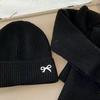 2Pcs/Set Children Hat Scarf Set Bow Knitted Hood Windproof Neck Scarf Set Thickened Soft Warm Cozy Autumn Winter Wear