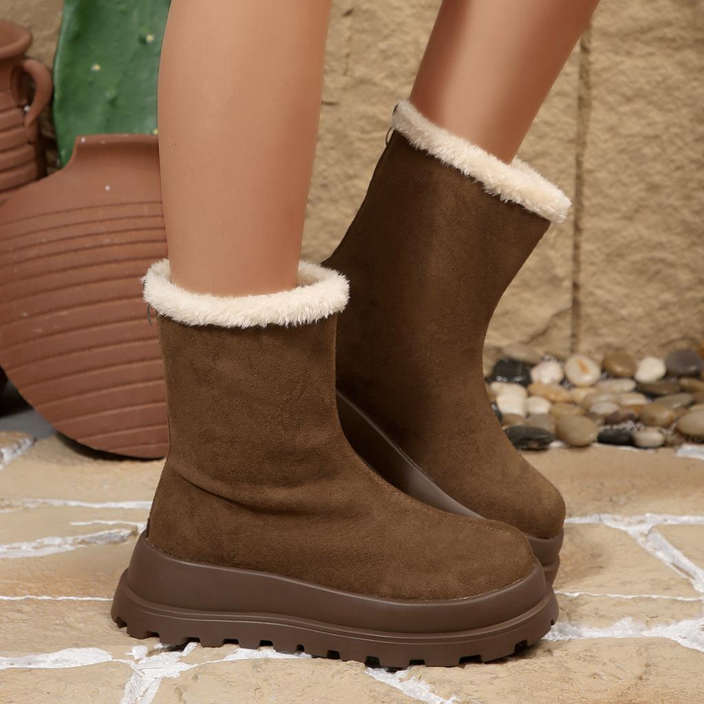 Women Ankle Boots Korean Style Warm Cotton Shoes for Women New Thickened Fluff Outdoor ShoesThick Bottom Snow Boots Women