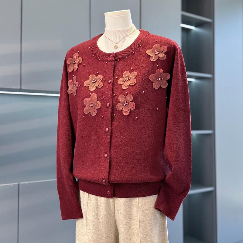 

BAOLIANDUO 3D Floral Autumn Jacket for Middle-Aged Women