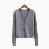 Loose and Versatile V-neck Knitted Cardigan Autumn Sweater with Temperament Long-sleeved High-waisted Short Jacket Tide