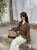 Autumn/Winter Korean Corduroy Tie-Up Lapel Shirt for Women - Elegant, Slimming, Chic, and Versatile Top