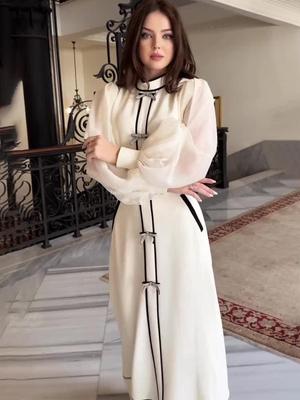 Robe Élégante Vintage Minceur à Manches Longues pour Femmes Printemps 2025