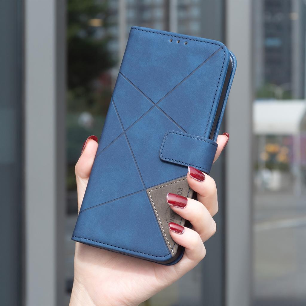 BINFEN COLOR For Motorola Edge 60 Pro 5G Phone Case Wallet Stand Geometry Imprinted Leather Cover