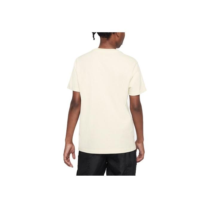 Nike Solid Color Logo Round Neck Short Sleeve T-Shirt Kids Tops Leaf-Green DX9540-113