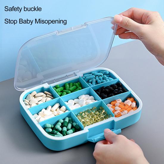 Yousheng Pill Box 9 Compartments Moisture-proof Large Capacity Transparent Design Pill Organizer for Home Travel