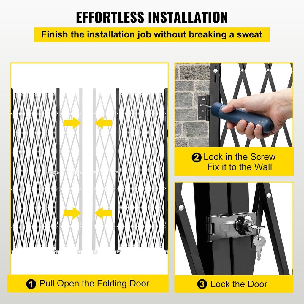 Double Folding Security Gate Folding Door Gate 5' H X 10' W Scissor Gate