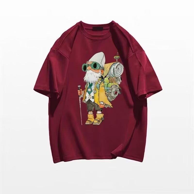 

Женская футболка с коротким рукавом с принтом в американском стиле, лето 2025, новый нишевый дизайн, свободный топ 3XL вино красного