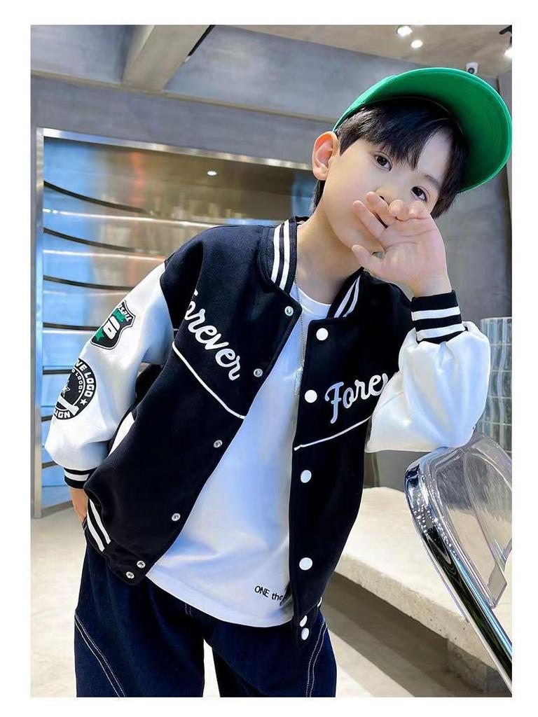 Modna kurtka chłopięca wiosna/jesień 2025 - Stylowa dziecięca bluza bejsbolowa
