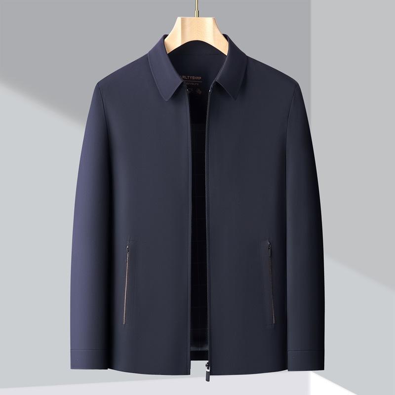 Lapel Men's Jacket Men's Solid Color Middle-aged Dad's Business Casual Jacket