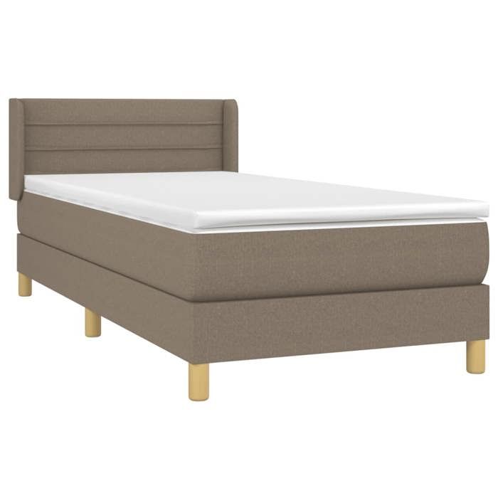 3130333 vidaXL Lit à sommier tapissier avec matelas Taupe 100x200 cm Tissu