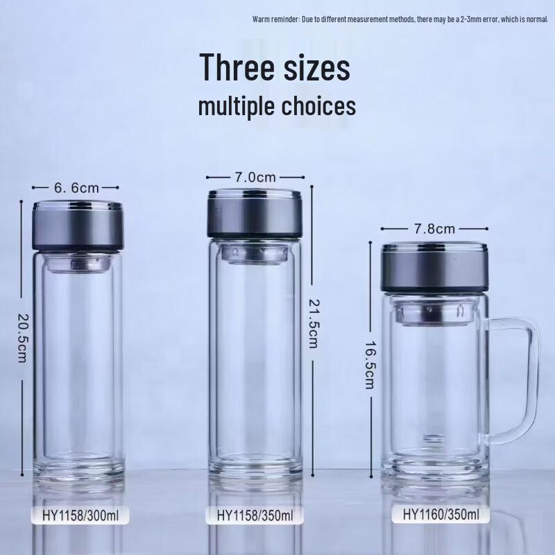 Debo Portable Double-Wall Glass Water Bottle with Handle