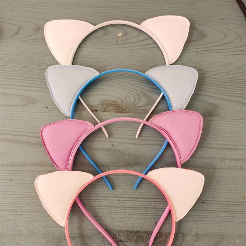 Cartoon Cat Ear Headband for Kids: Cute Scallion Powder Color Hair Accessory