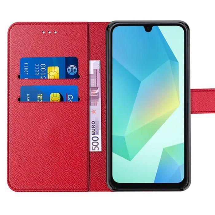 Coque de protection - BOOLING - pour Samsung Galaxy A16 4G/5G - Antichoc - Cuir Synthétique Rouge - Porte-Cartes