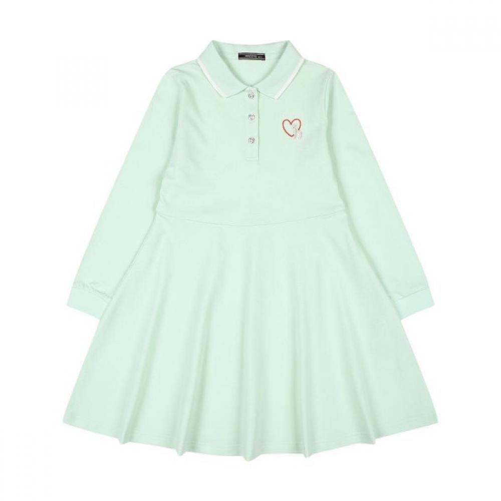 [hedges Kids] Rochie Pique Organică cu Mânecă Lungă Verde Hus02na53m Gn