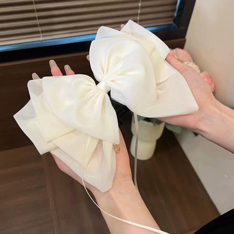 Fashion Temperament Bow Hairpin For Women Girls Bowknot Ribbon Ponytail Hair Claw Sweet Shark Clip Hair Accessories