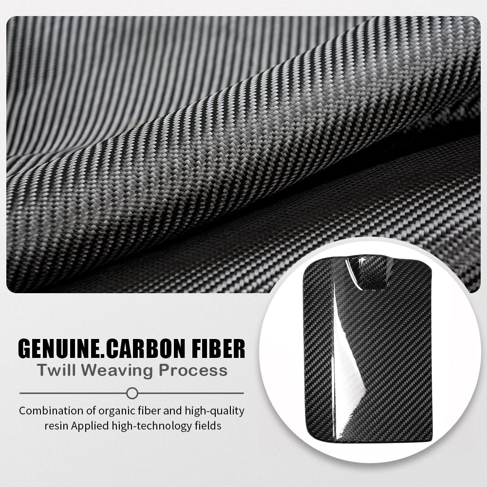 Jogon Real Carbon Fiber Fuel Door Gas Tank Trim Cover for Ford Bronco Raptor 2021 2022 2023 2024 2025, Exterior Body Side Fuel Tank Cap (Glossy CF)