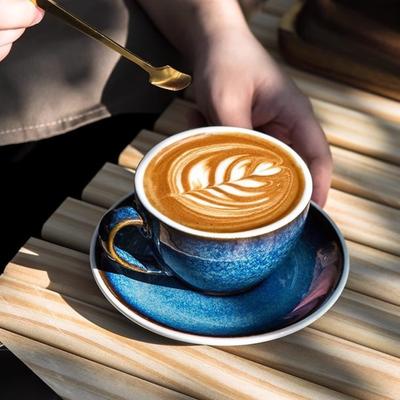 Keramický japonský šálek na kávu latte a podšálek, profesionální zesílený, luxusní, jemný šálek na espresso Cabo Latte