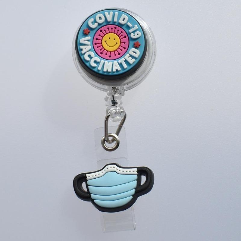 Fivela retrátil médica dos desenhos animados médico enfermeira licença de trabalho cordão criativo fácil de puxar fivela certificado marca nome