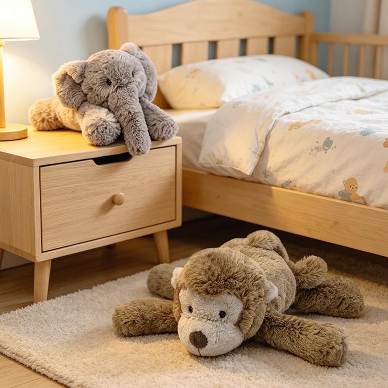 35/52CM Lying Elephant Monkey Plush Toys Soft Stuffed Cartoon Animal Doll Accompany Toy for Kids Appease Gifts