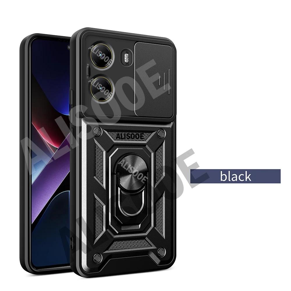 Schiebe-Kamera-Schutzhülle für POCO X7 Pro 5G Hülle Drehbarer Ringständer Schutz Rückseite für Xiaomi POCO X7 Pro Stoßfeste Hülle