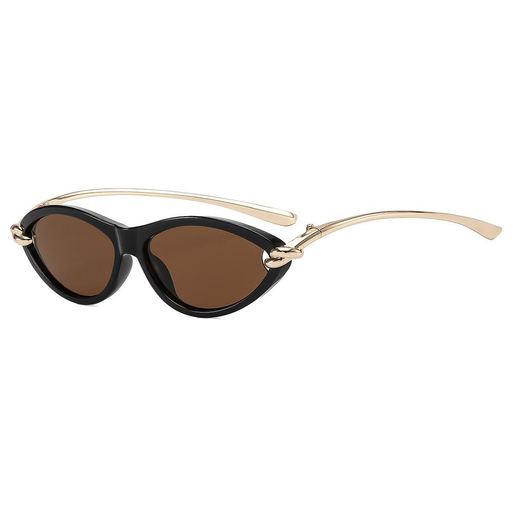 New personalized cat eye metal sunglasses men's and women's light luxury fashion high-end sense rope knot temple outdoor sunscreen sunglasses