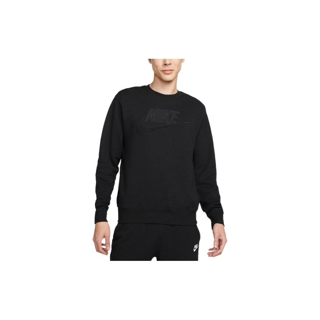 Men s Nike Solid Color Logo Printing Round Neck Long Sleeves Black DQ4584-010 XXL