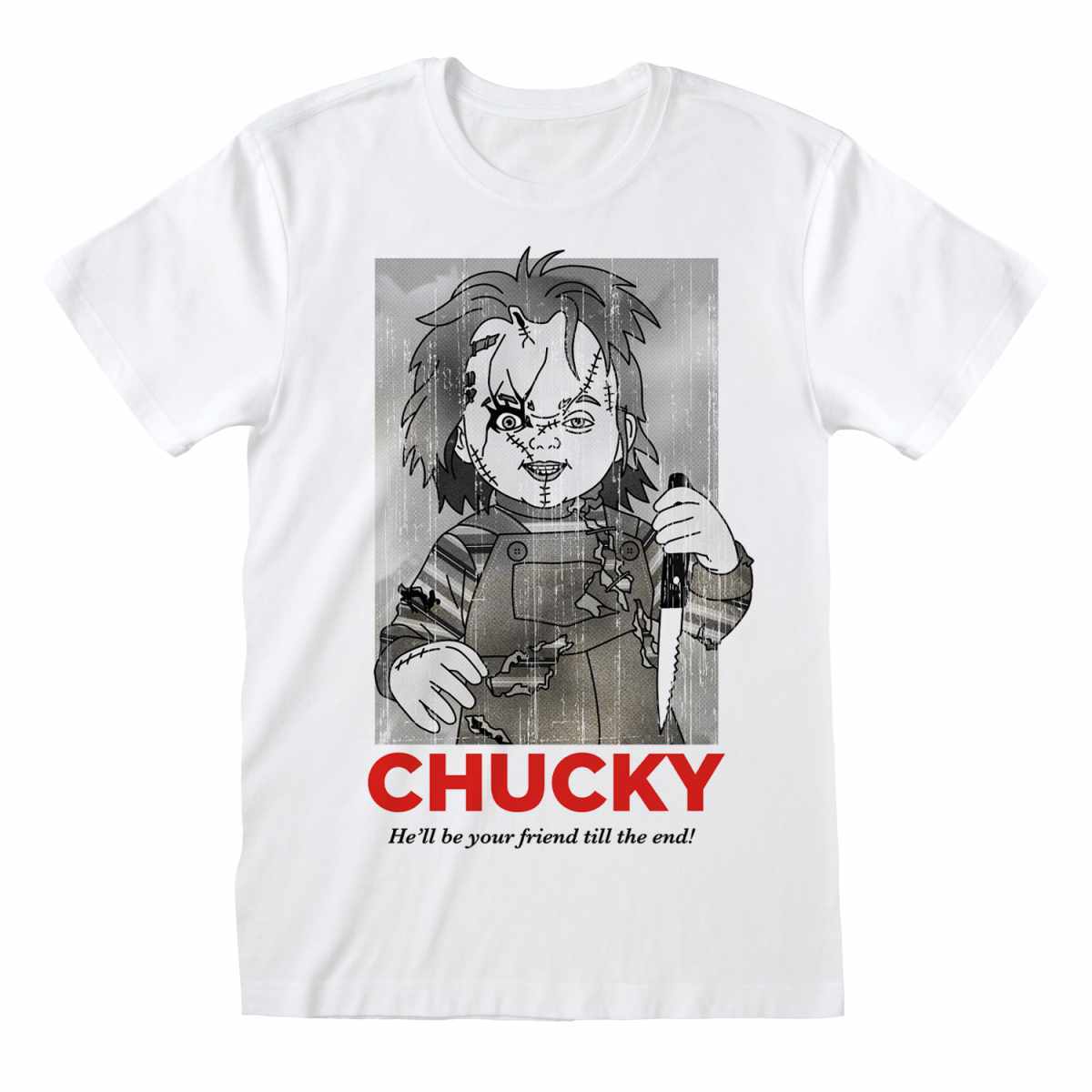 

Child s Play T-Shirt Chucky Be Your Friend Movie New White Official M