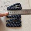 Korean Plaid Fabric BB Hair Clip, Dark Blue Retro Triangle Clip for Bangs