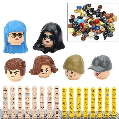 Figure Head Hair Hat Faces Expression DIY Bricks Building Blocks Model Kids Toys Boy Girl Gift Creative Laugh Cute Facial Leduo