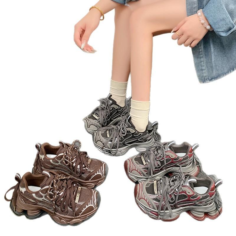 Gray dad shoes women's 2025 new autumn and winter popular platform sports women's shoes small height increase casual shoes