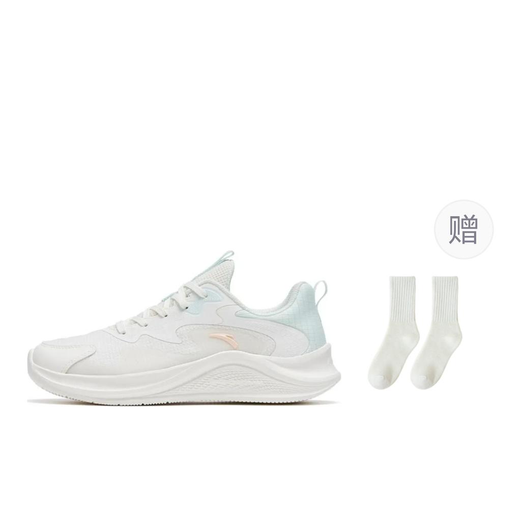 Anta Textile, Synthetic Leather Low top Casual Sprint Running Shoes Women's White Green 922625558F-1