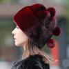 Winter Thermal Fur Hat Female Mink Hair Temperament Top Hat Outdoor Casual Thermal Mink Hat