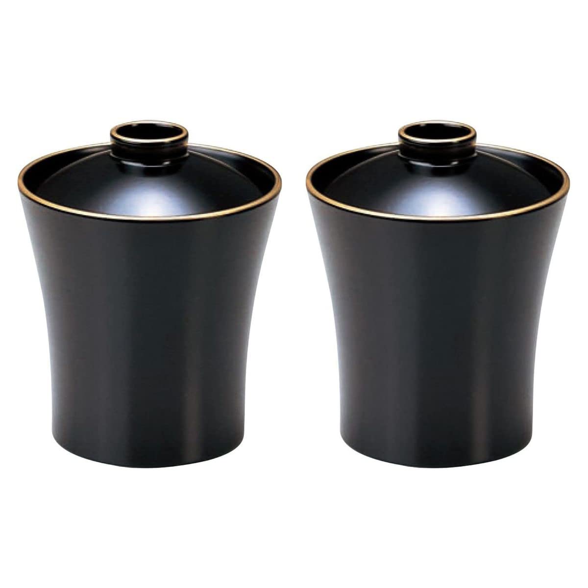

J-kitchens Set of 2 (Pair of Bowls) Small Narcissus Soup Bowls, Black Brown with Gold Finish