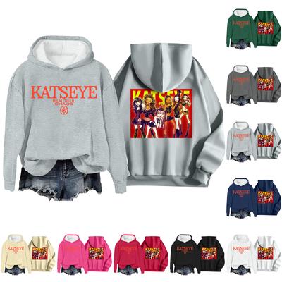Women's Fashion Casual Long Sleeve Loose Printed Pullover Sports Long Sleeve Hooded Sweatshirt