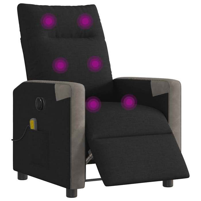 VidaXL Fauteuil de massage inclinable électrique Noir Tissu 3324087