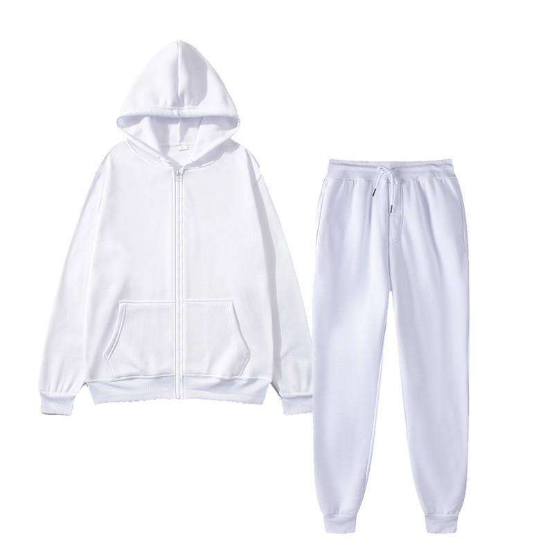 Womens Fleece Hooded Zip Tracksuit Loose Fit Solid Color Sportswear Set