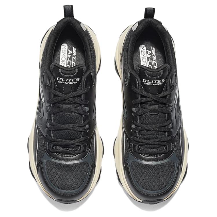 Skechers DLites 5.0 Panda Shoes Comfortable Versatile Durable Shock Absorption Support Increased Height Lightweight Low Top Dad Shoes 232491-BKNT