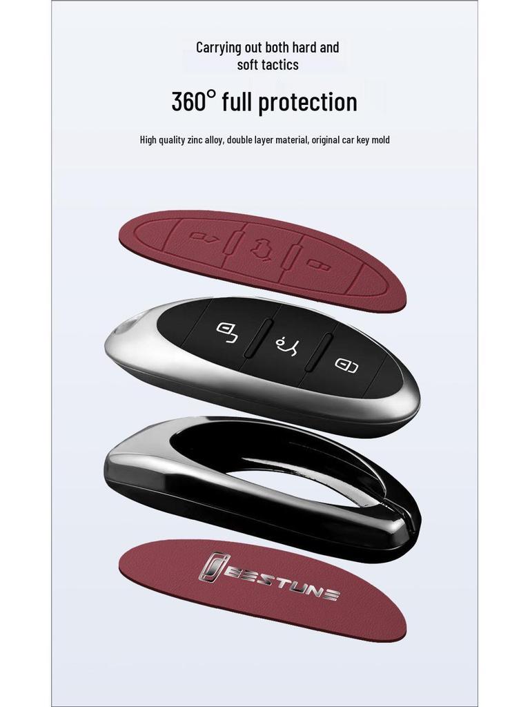 Compatible 2023 Bestune Key Case T55/T99/B70/B70S with Buckle Lock Bag and Keychain