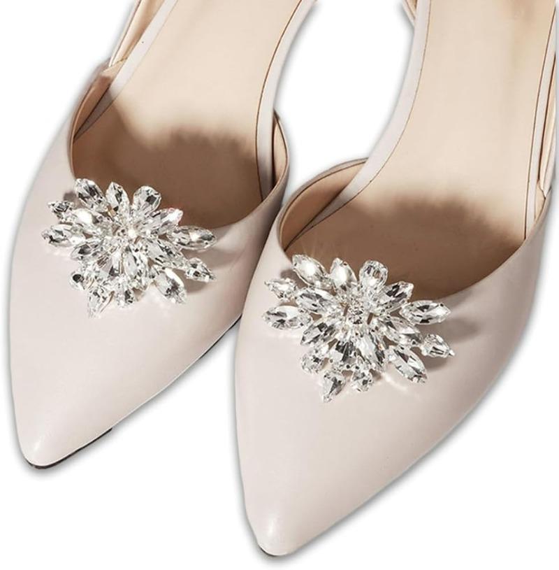 5pcs Shiny Shoes Clips Crystal Wedding Bride Shoes Decoration Women Girls High Heel Charms Rhinestones Buckle Shoes Accessories