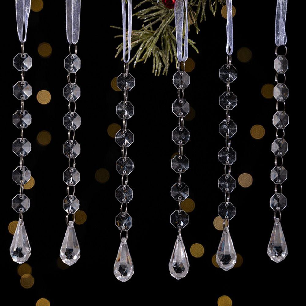 Transparent Christmas Tree Hanging Pendants Snow Beads Star Christmas Decorations  Party Supplies