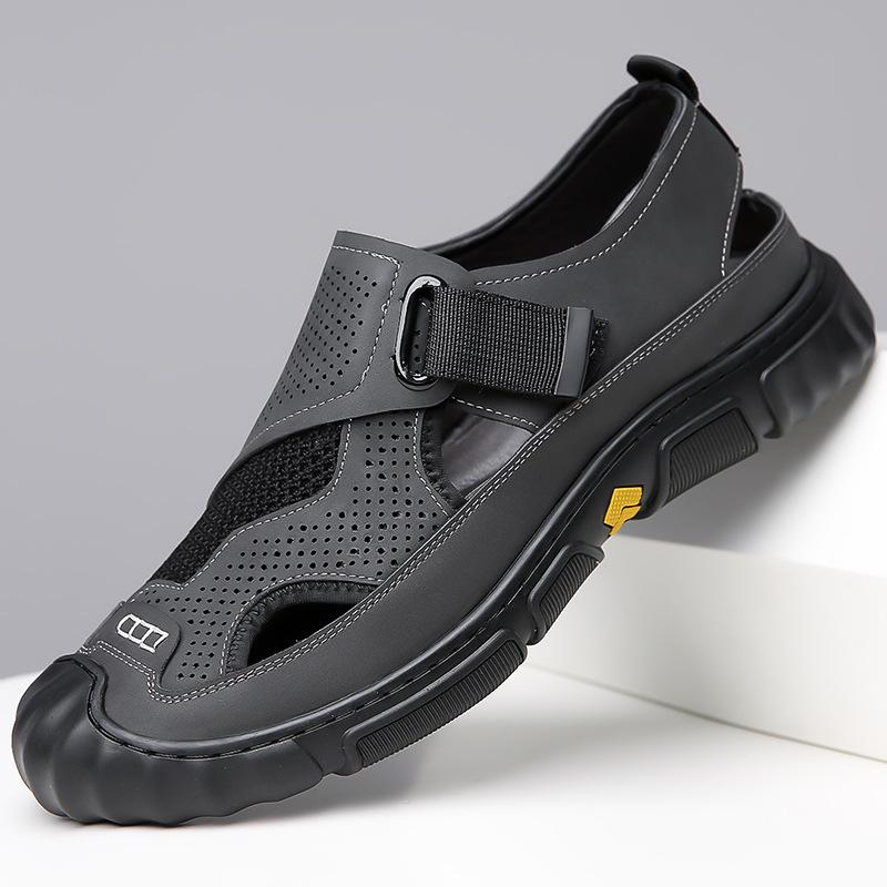 Men's Shoes 2025 Summer Casual Wear Vietnam Beach Shoes Hollow Breathable Hole Cool Leather Shoes Men's Tide 2025