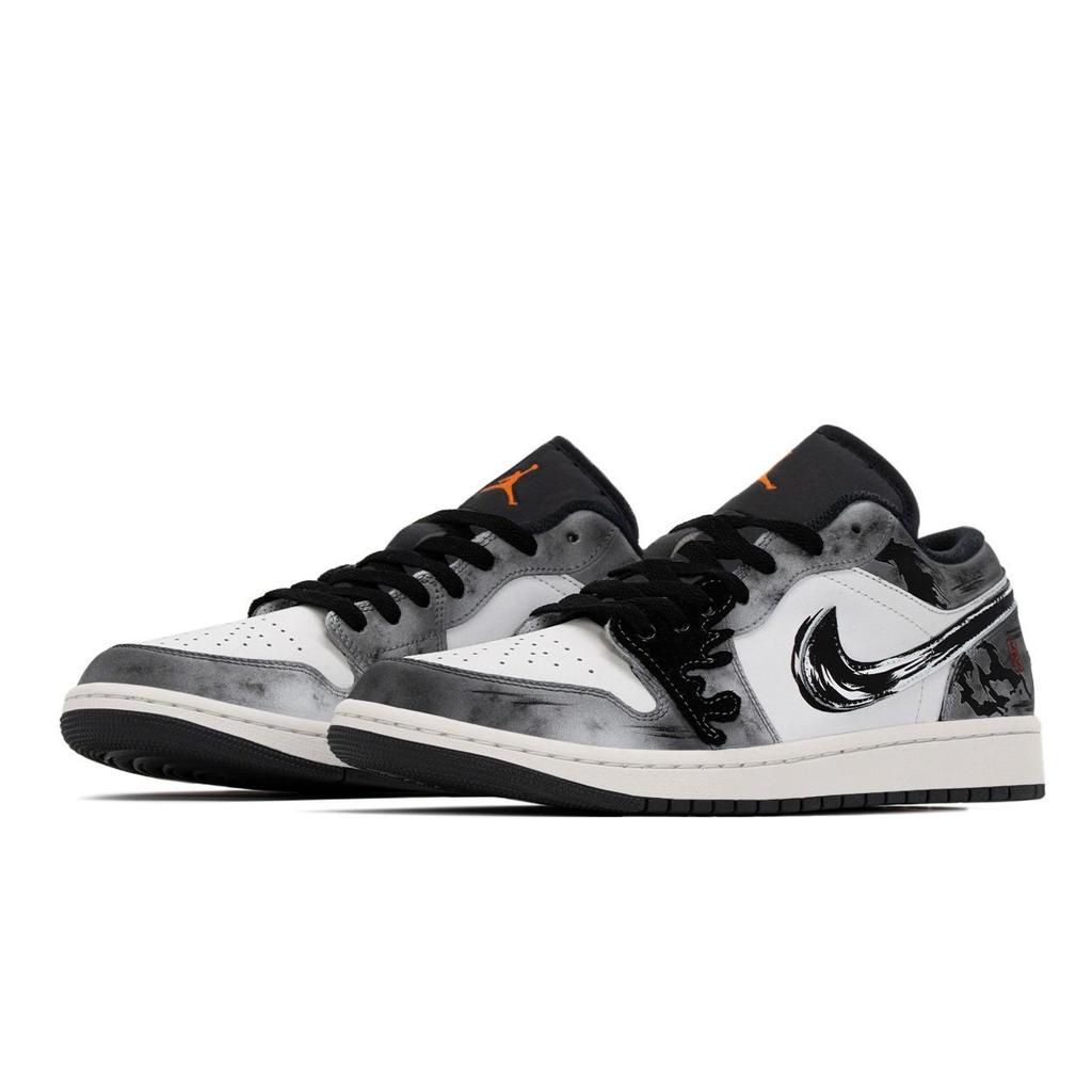 Jordan Air Jordan 1 Da Sima Abrasion Resistant Abrasion Resistant Low top Vintage Basketball Shoes Unisex Black White 553558-044(TeamA-)