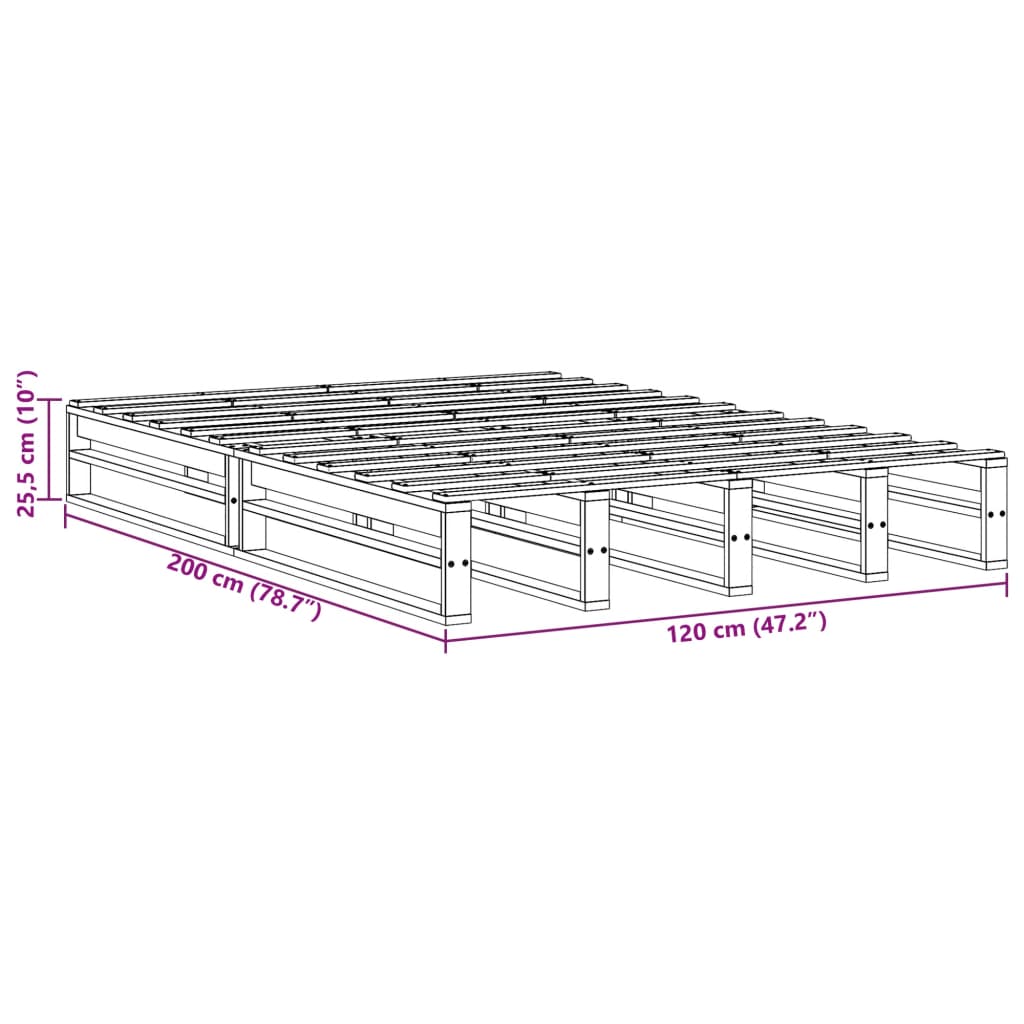 Solid Wood Bed Frame without Mattress White 120 x 200 cm Pine Wood