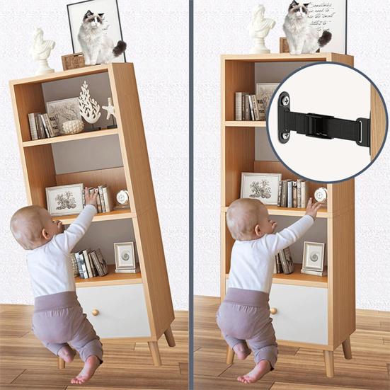 1 Set Anti-Tip Furniture Anchoring Kit with Adjustable Straps Screws Baby Proofing Baby Pet Safety Furniture Securing Wall Anchoring Device Tools
