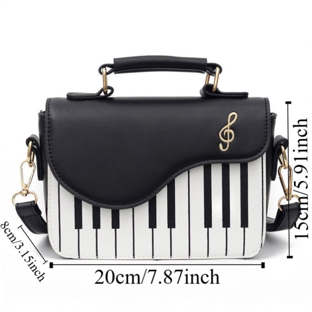 Vintage Piano Pattern Shoulder Bag Crossbody PU Leather Bag Trendy Mini Square Bag  Shopping